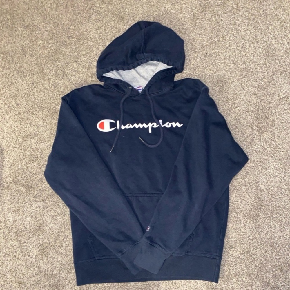 Champion Navy Hoodie with Logo